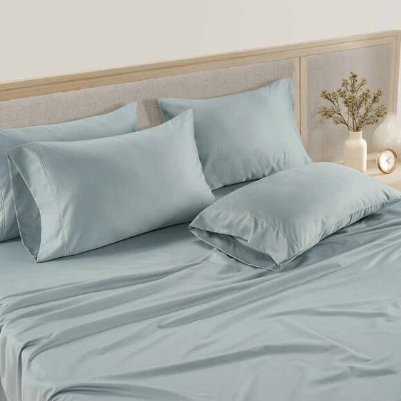 Hotel Signature 800 Thread Count Cotton 6-Piece Sheet Set Full Blue - Picture 5 of 9
